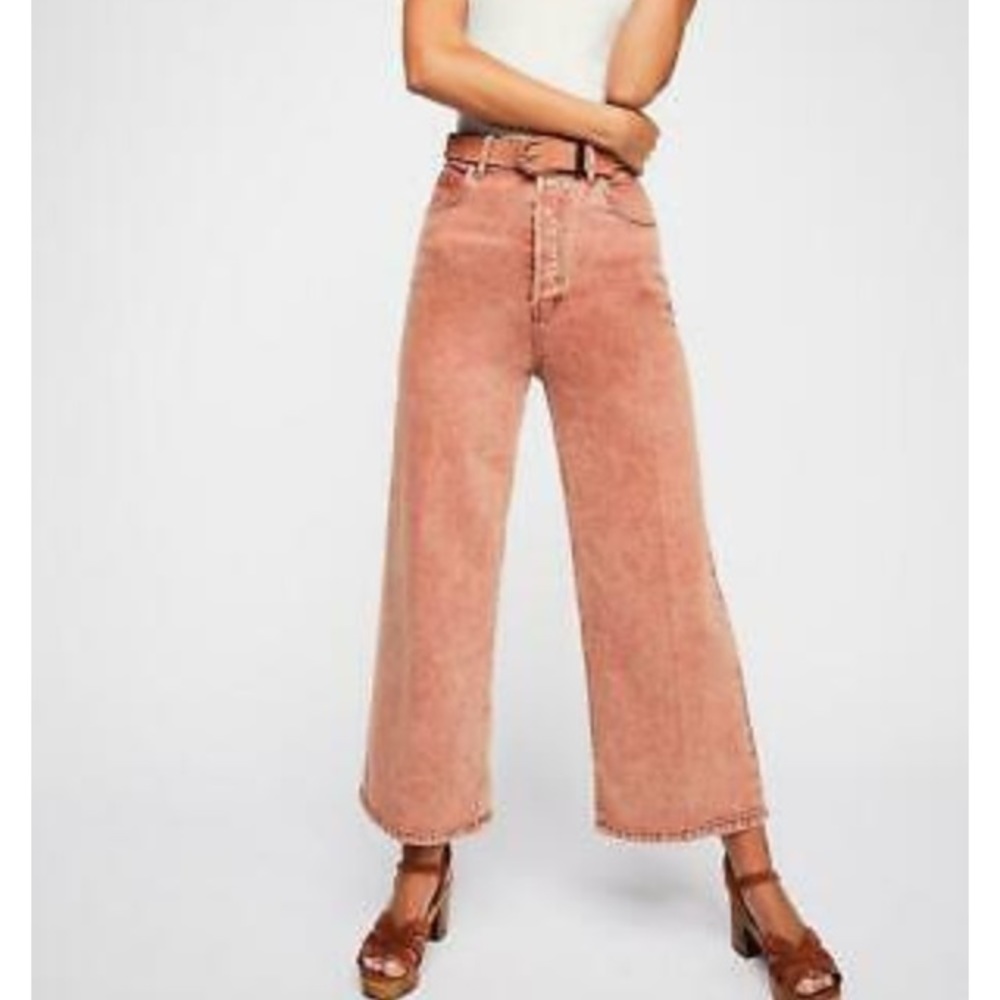 Free People Wales wide leg jeans in terra cotta